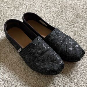 Toms Black Sequin Flats